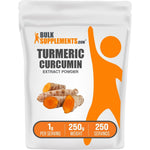 BulkSupplements Turmeric Extract Powder Curcumin Supplement Standardized to 95 Percent Curcuminoids Gluten Free Unflavoured 250 Grams