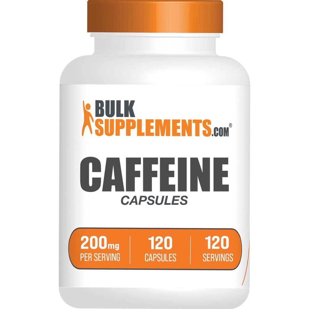 BulkSupplements Caffeine 200mg Capsules For Energy And Focus Gluten Free 120 Count