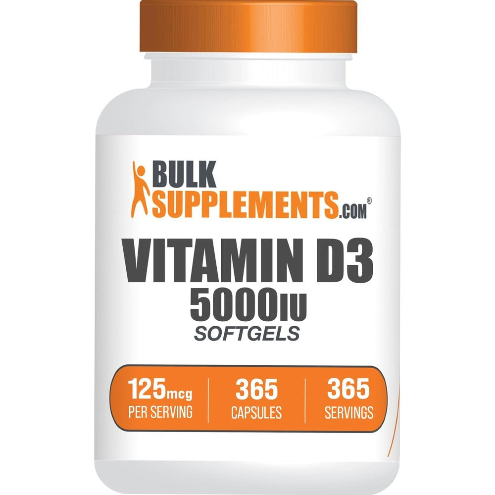 BulkSupplements Vitamin D3 5000 International Units Cholecalciferol Dietary Supplement Softgels For Bone And Immune Support 365 Count Pack Of 1