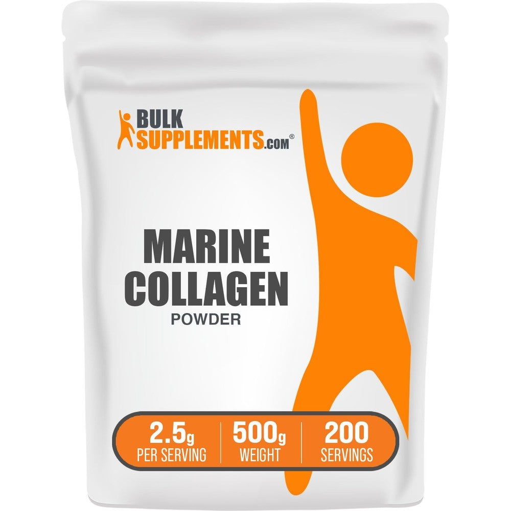 BulkSupplements Marine Collagen Powder Hydrolyzed Fish Collagen Peptides Supplement for Hair Skin and Nails Unflavored Gluten Free 500 Grams