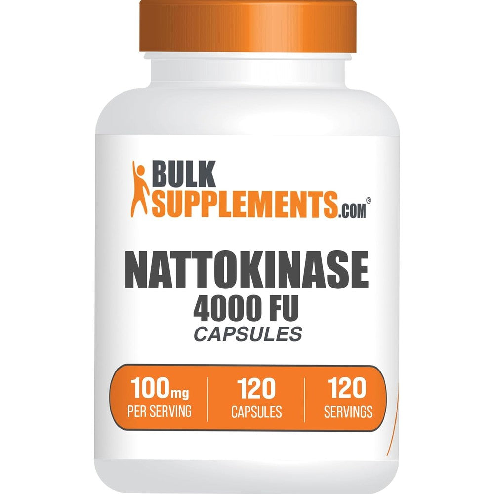 BulkSupplements Nattokinase 4000 FU Capsules Sourced From Natto Extract One Hundred Milligrams Cardiovascular Support One Hundred And Twenty Capsules