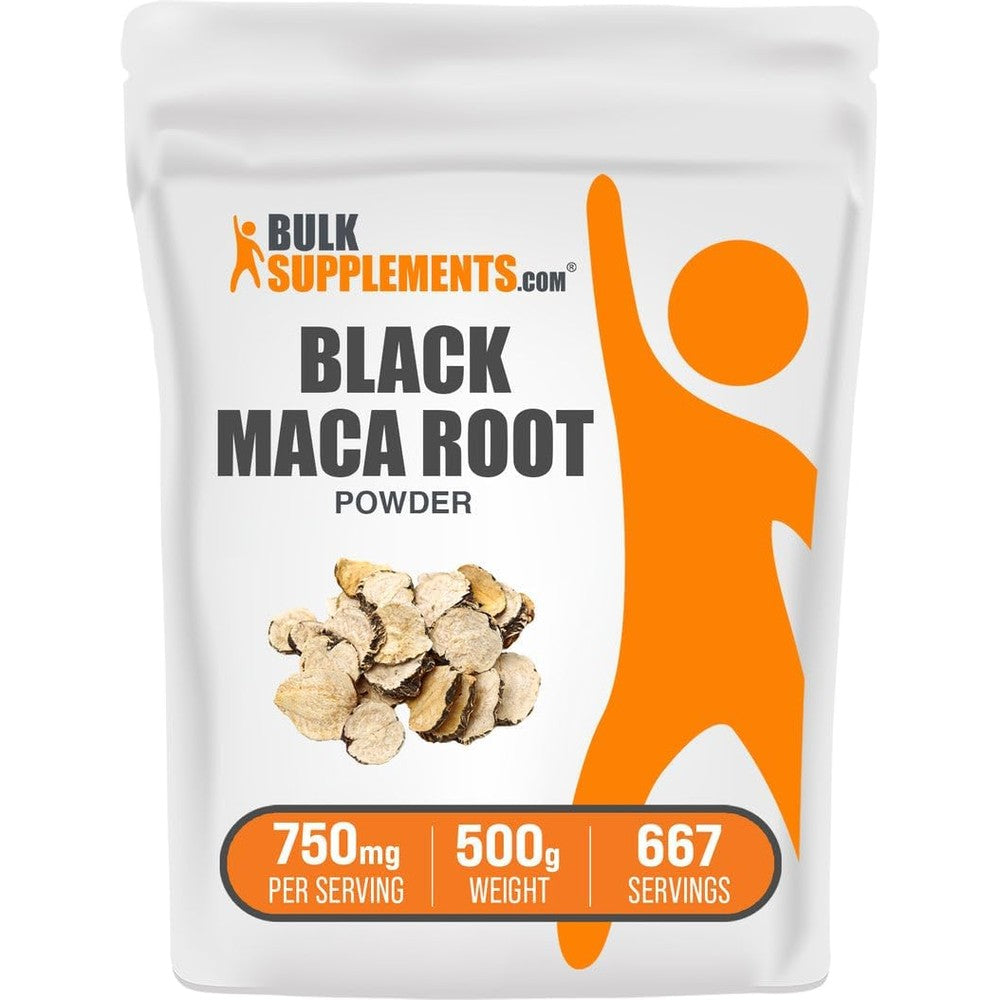 BulkSupplements Black Maca Root Powder Herbal Supplement For Men And Women Vegan Gluten Free 750 Milligrams Per Serving 500 Grams Pack Of 1