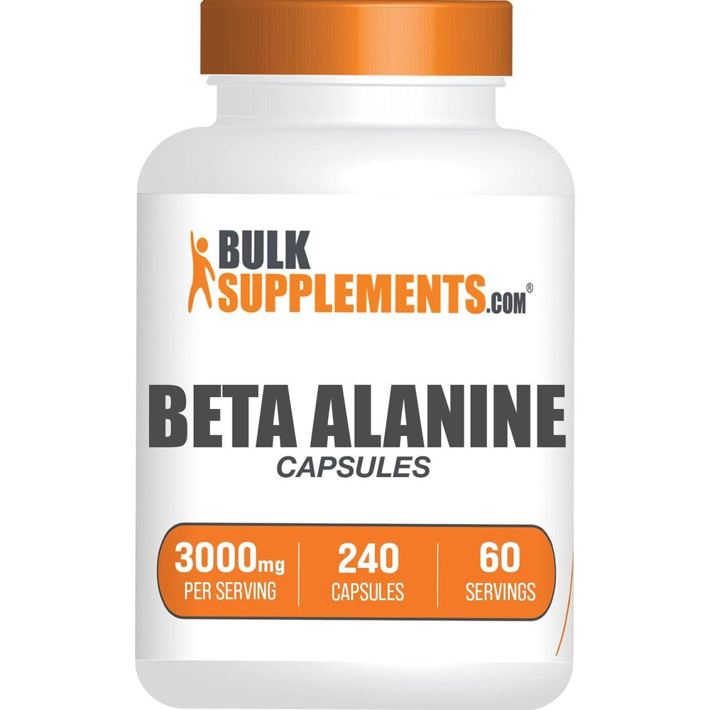 BulkSupplements Beta Alanine Capsules pre workout supplement front view