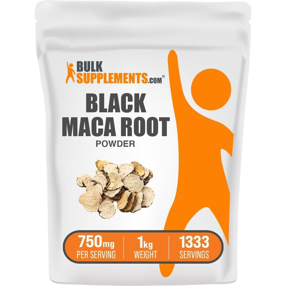 BulkSupplements.com Black Maca Root Powder Supplement For Men And Women Vegan Gluten Free 750 Milligrams Per Serving 1 Kilogram Pack Of 1