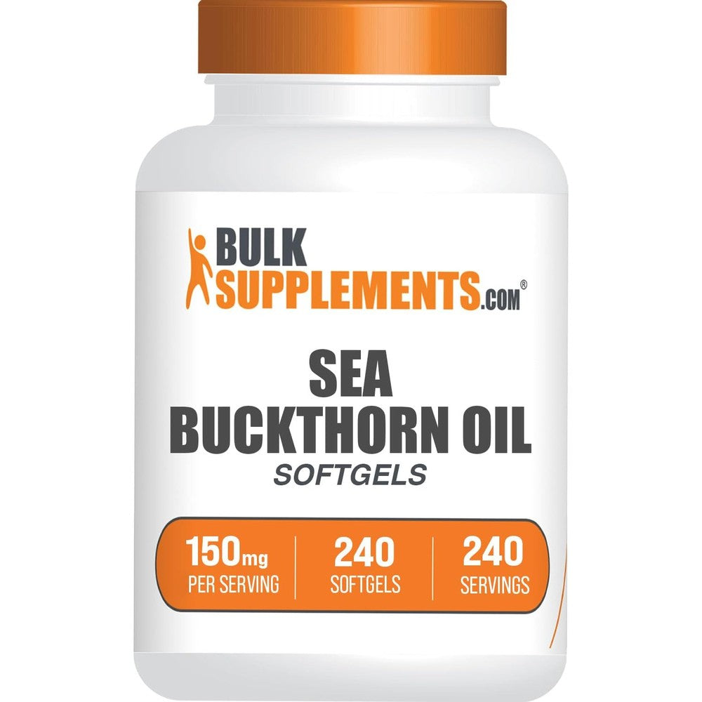 BulkSupplements Sea Buckthorn Oil Softgels Omega 7 Supplement Gluten Free 150 Milligrams Per Serving 240 Softgels