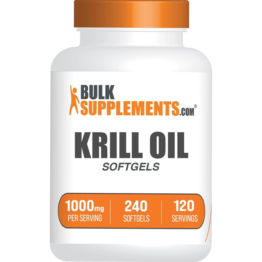 BulkSupplements Krill Oil 1000mg Softgels Antarctic Omega 3 Supplement With DHA And EPA Gluten Free 240 Count