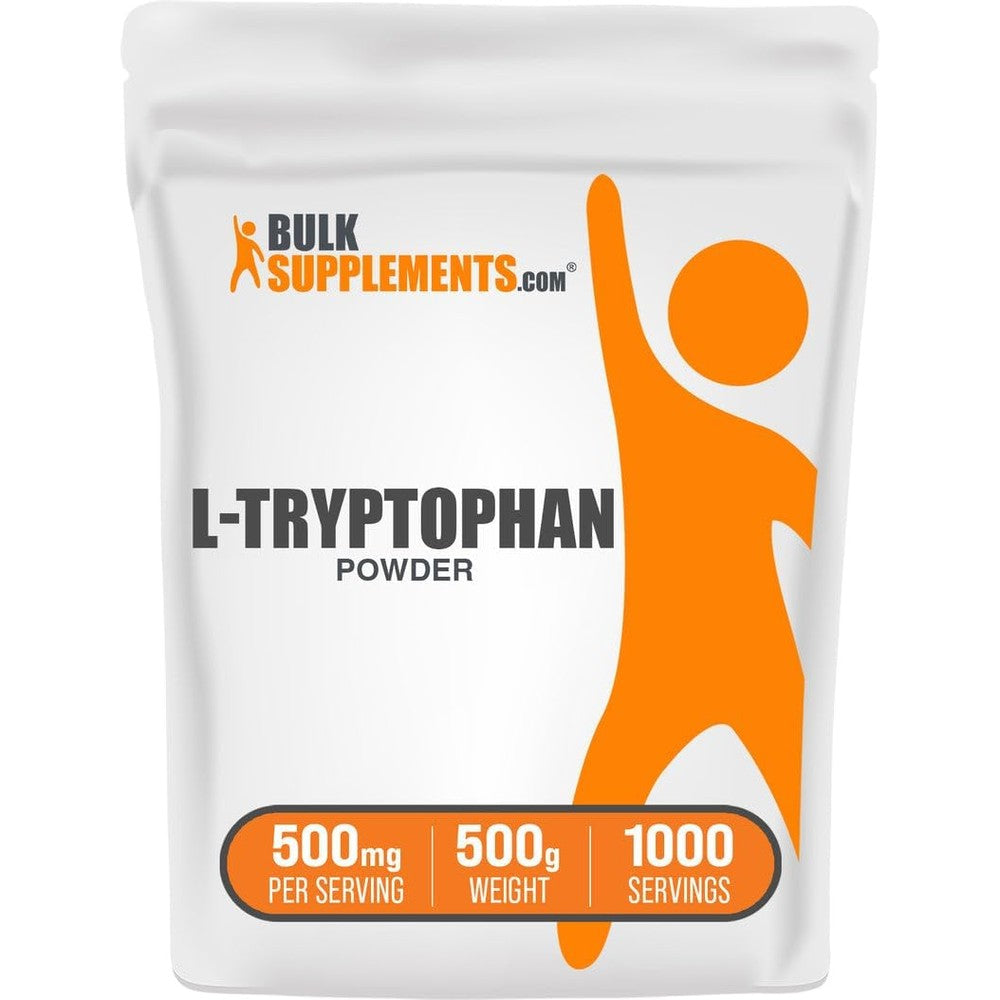 BulkSupplements L-Tryptophan Powder Essential Amino Acid Supplement For Mood And Sleep Support Gluten Free 500 Grams