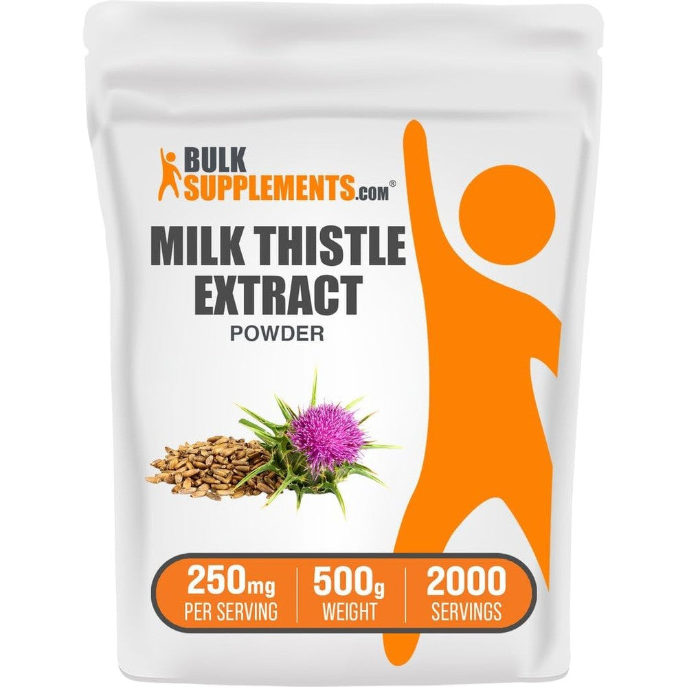 BulkSupplements Pure Milk Thistle Extract Powder Standardized Silymarin Herbal Supplement For Liver Health And Detoxification 500 Grams