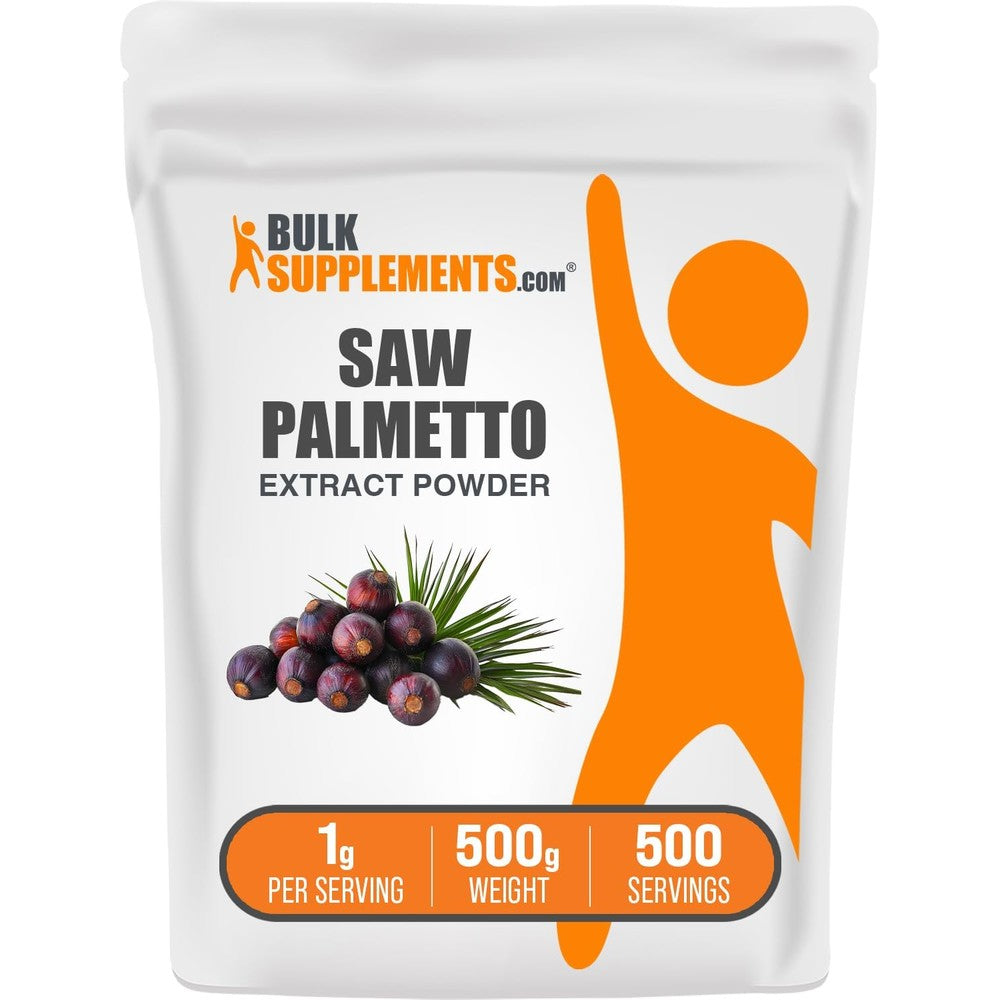 BulkSupplements Saw Palmetto Extract Powder Serenoa Repens Herbal Supplement Vegan And Gluten Free 1 Gram Per Serving 500 Grams