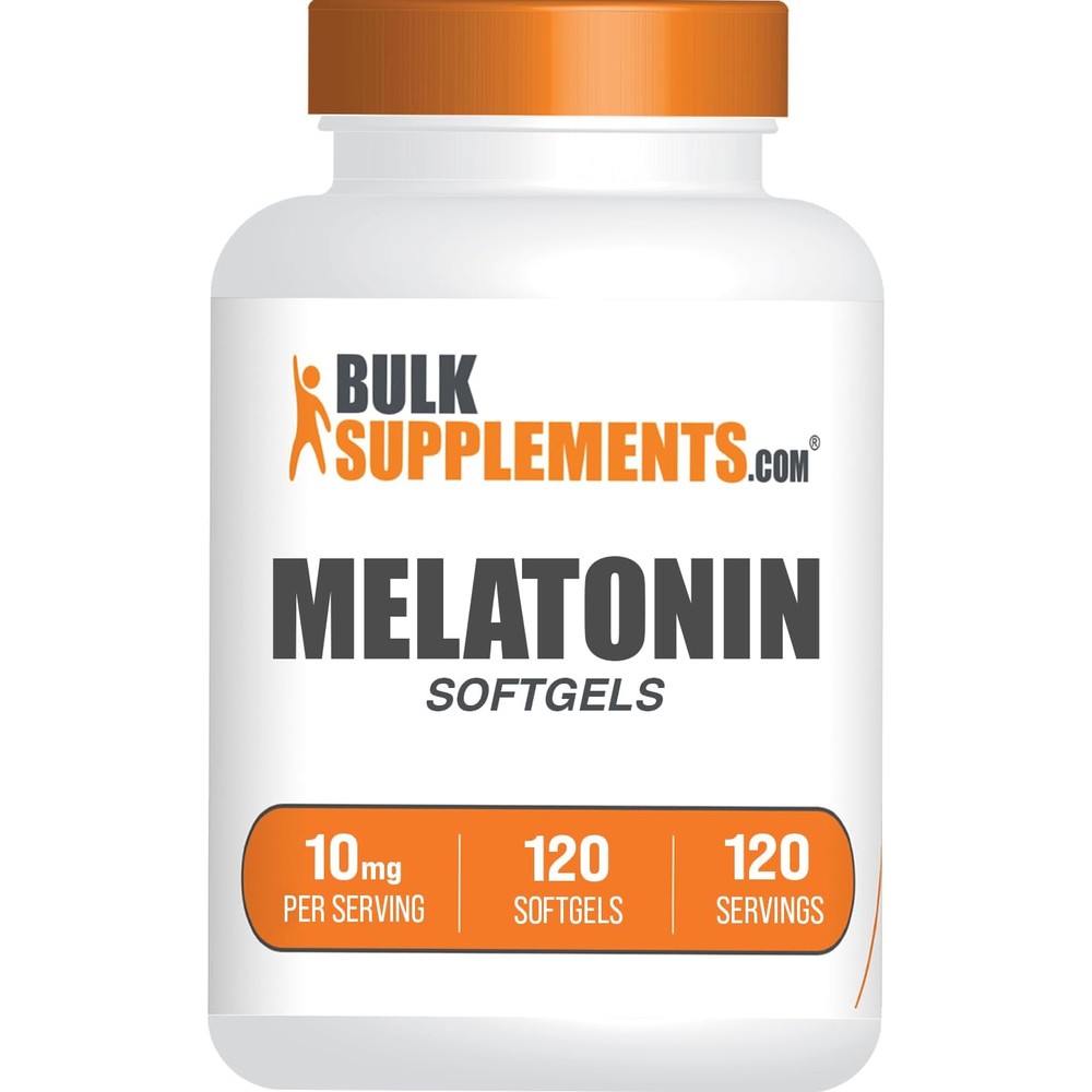 BulkSupplements Melatonin 10 Milligram Softgels For Adults Natural Sleep Supplement Gluten Free Formula For Healthy Restful Sleep Cycles 120 Count