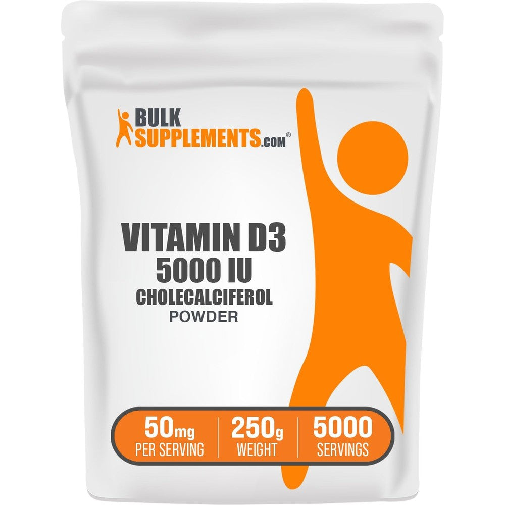 BulkSupplements Vitamin D3 Cholecalciferol Powder Supplement Five Thousand IU Gluten Free For Immunity And Bone Health Two Hundred Fifty Grams