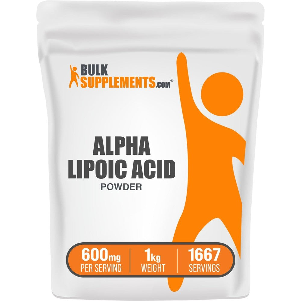 BulkSupplements Alpha Lipoic Acid Powder ALA Antioxidant Supplement 600 Milligrams Per Serving 1 Kilogram Pack Of 1
