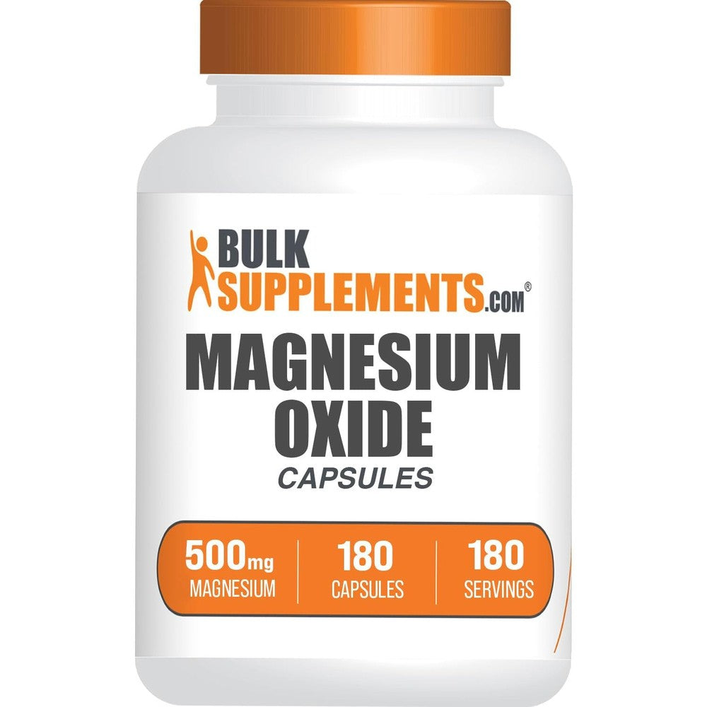 BulkSupplements Magnesium Oxide 500mg Dietary Supplement For Muscle And Bone Health 180 Capsules