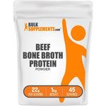 BulkSupplements Beef Bone Broth Protein Powder 1kg front packaging view for clean workout supplements