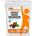 BulkSupplements.com Organic Chaga Mushroom Extract Powder For Immune Support And Antioxidants Gluten Free 100 Grams Pack Of 1