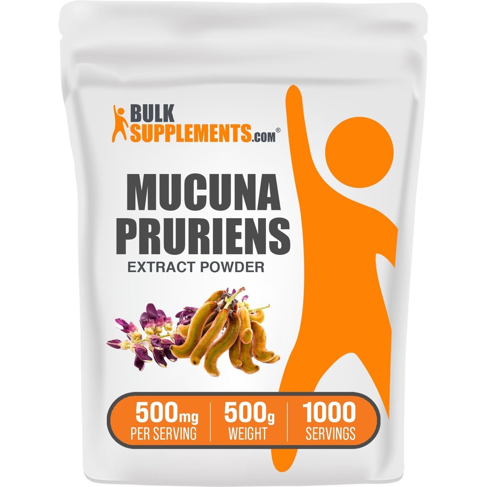 BulkSupplements.com Mucuna Pruriens Extract Powder Herbal Supplement Vegan And Gluten Free 500 Milligrams Per Serving 500 Grams