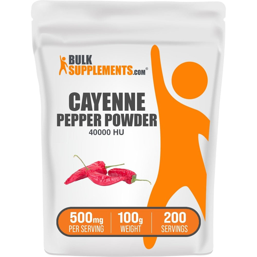 BulkSupplements Cayenne Pepper 40000 Heat Units Powder Capsaicin Supplement Vegan And Gluten Free 500mg Per Serving 100g