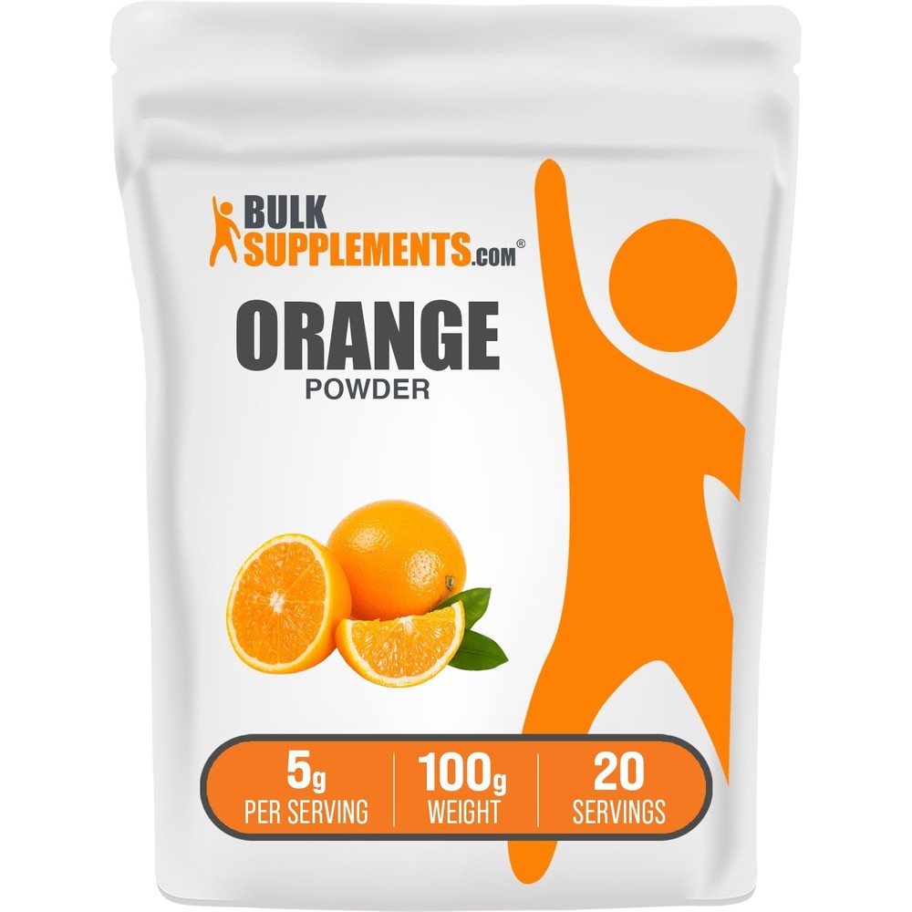 BulkSupplements.com Orange Fruit Powder Nutrient Rich Flavoring Gluten Free 5 Grams Per Serving 100 Grams Pack of 1