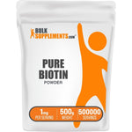 BulkSupplements Pure Biotin Powder Vitamin B7 Supplement For Hair Skin And Nail Health Gluten Free Pack Of One 500 Grams