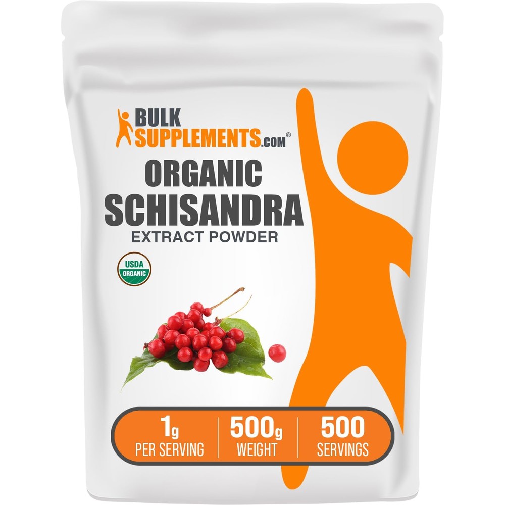 BulkSupplements Organic Schisandra Extract Powder Adaptogenic Herbal Supplement Gluten Free 1 Gram Per Serving 500 Grams