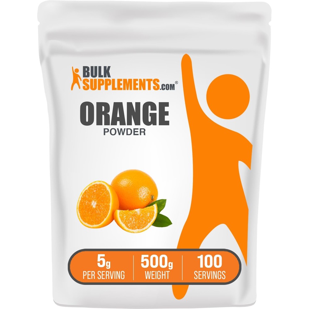BulkSupplements.com Orange Fruit Powder Nutrient Rich Flavoring Gluten Free Five Grams Per Serving Five Hundred Grams Pack Of One