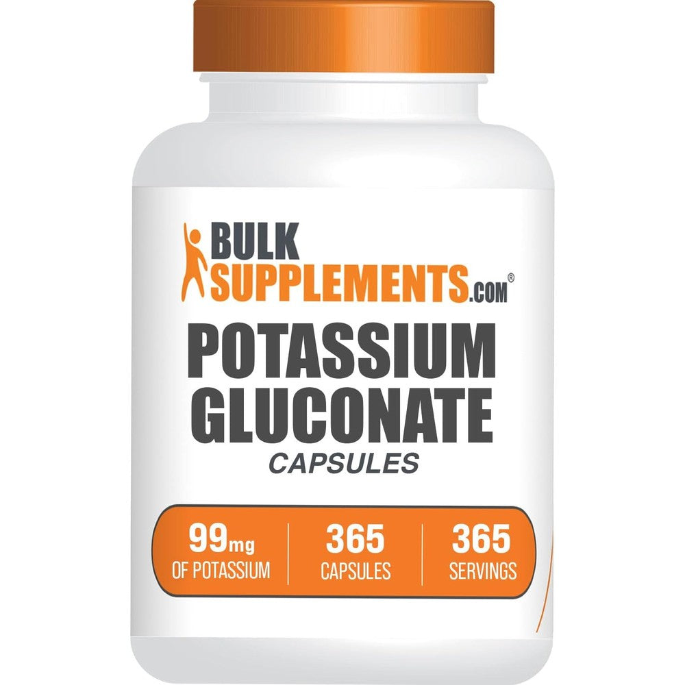 BulkSupplements.com Potassium Gluconate Capsules 99mg Elemental Potassium Supplement Gluten Free For Muscle And Heart Health 365 Capsules