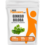 BulkSupplements Ginkgo Biloba Extract Powder Herbal Supplement Antioxidant Source Gluten Free 200 Milligrams Per Serving 100 Grams