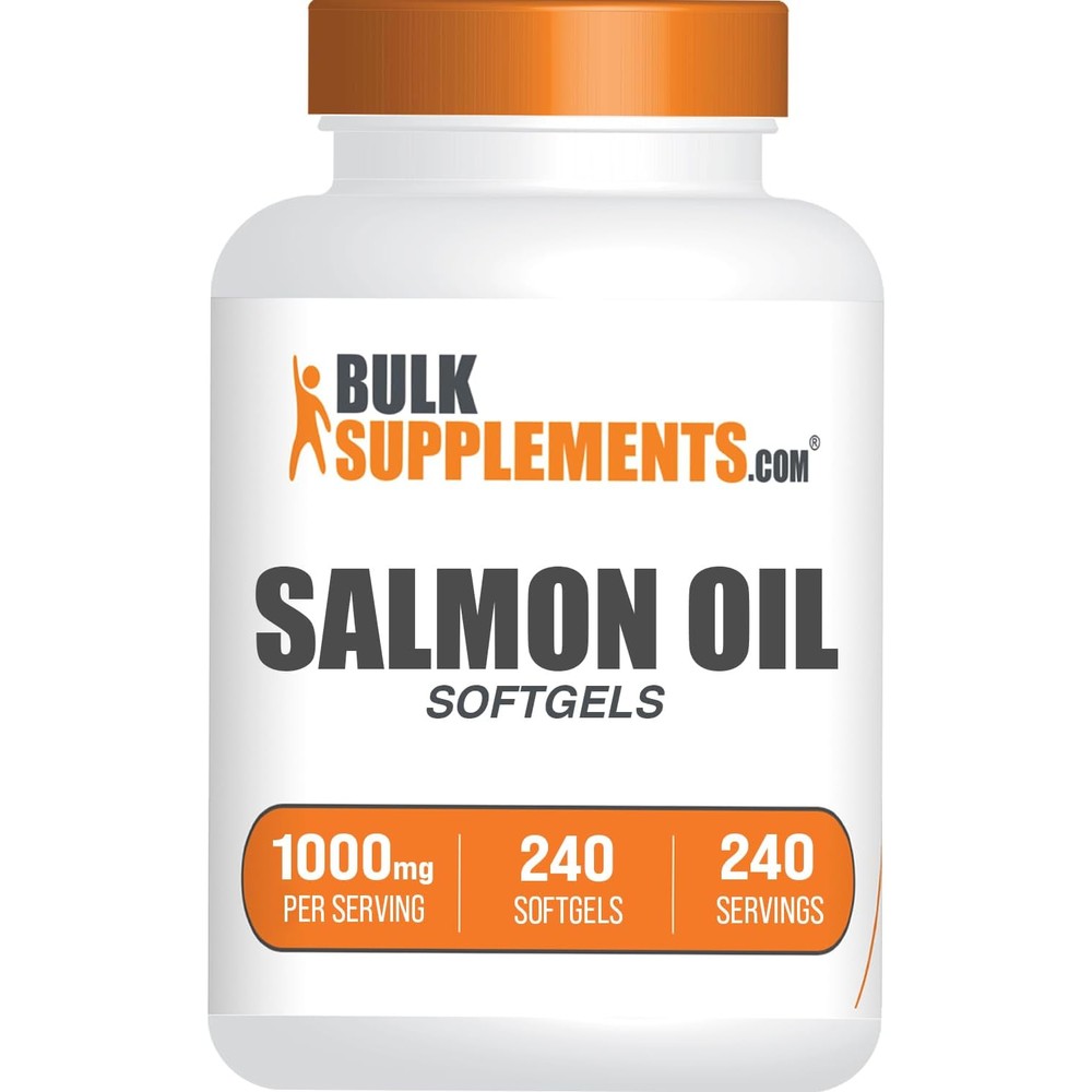 BulkSupplements Salmon Oil Softgels Wild Alaskan Omega 3 Supplement 1000 Milligrams 240 Count