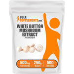 BulkSupplements White Button Mushroom Extract Powder Agaricus Bisporus Dietary Supplement Gluten Free 500 Milligrams Per Serving 250 Grams