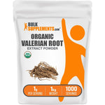 BulkSupplements Organic Valerian Extract Powder Sourced From Valerian Root Herbal Supplement Gluten Free 1 Gram Per Serving 1 Kilogram Pack Of 1