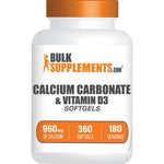 BulkSupplements.com Calcium Carbonate And Vitamin D3 Softgels For Bone Health And Immune Support Gluten Free Three Hundred Sixty Count