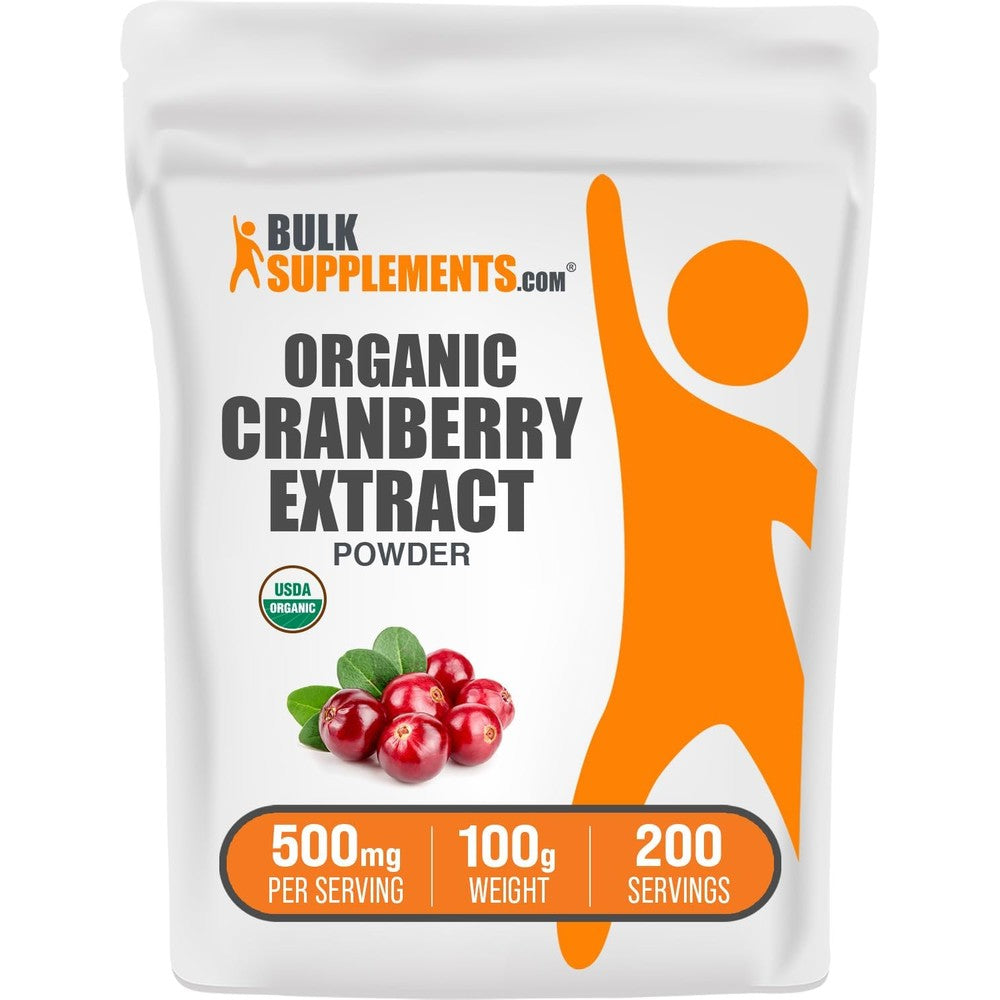 BulkSupplements Organic Cranberry Extract Powder for Urinary Tract and Bladder Health Vegan and Gluten Free 500mg Per Serving 100g