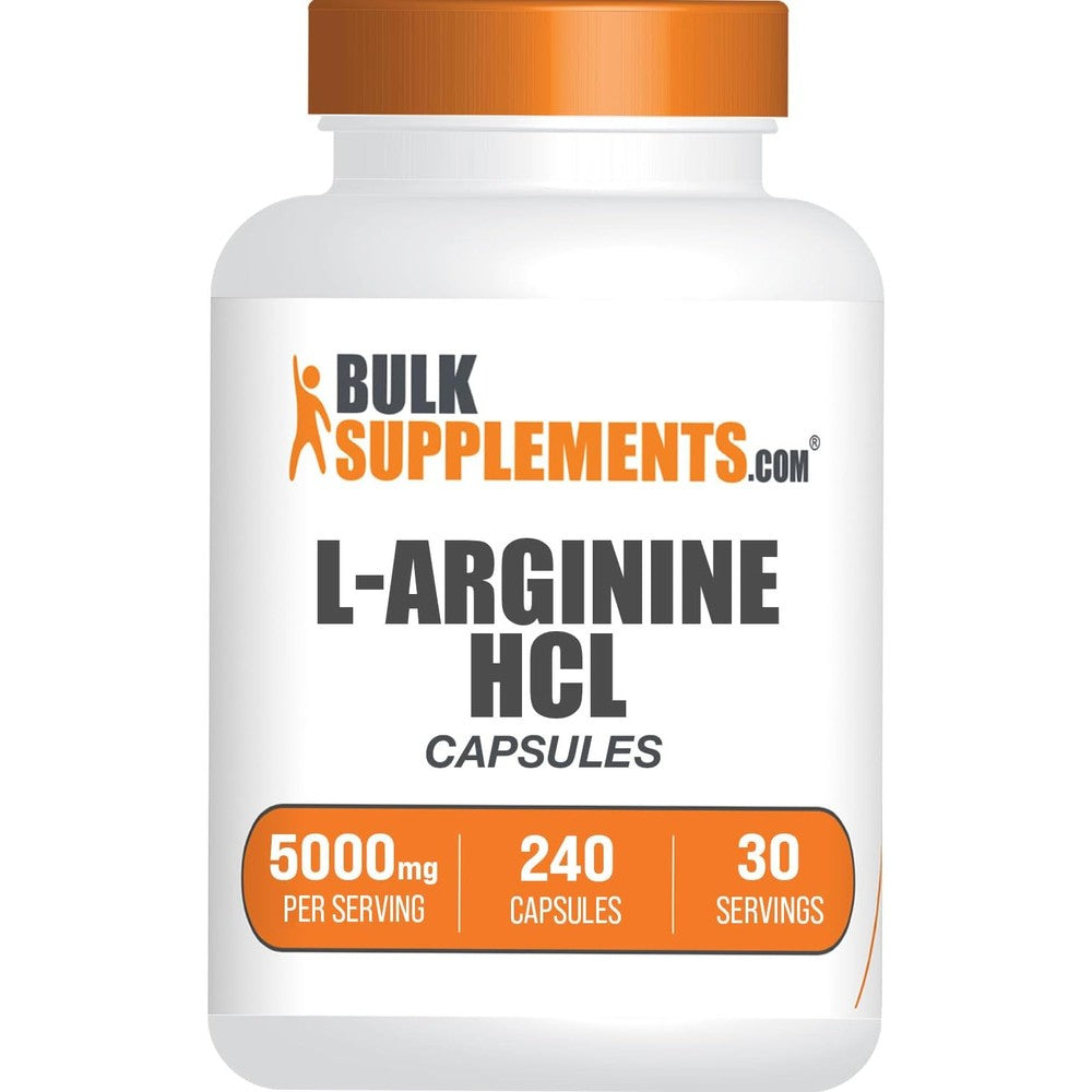 BulkSupplements.com L-Arginine HCl Capsules For Nitric Oxide Support And Muscle Growth Gluten Free 5000 Milligrams 240 Capsules Pack Of 1