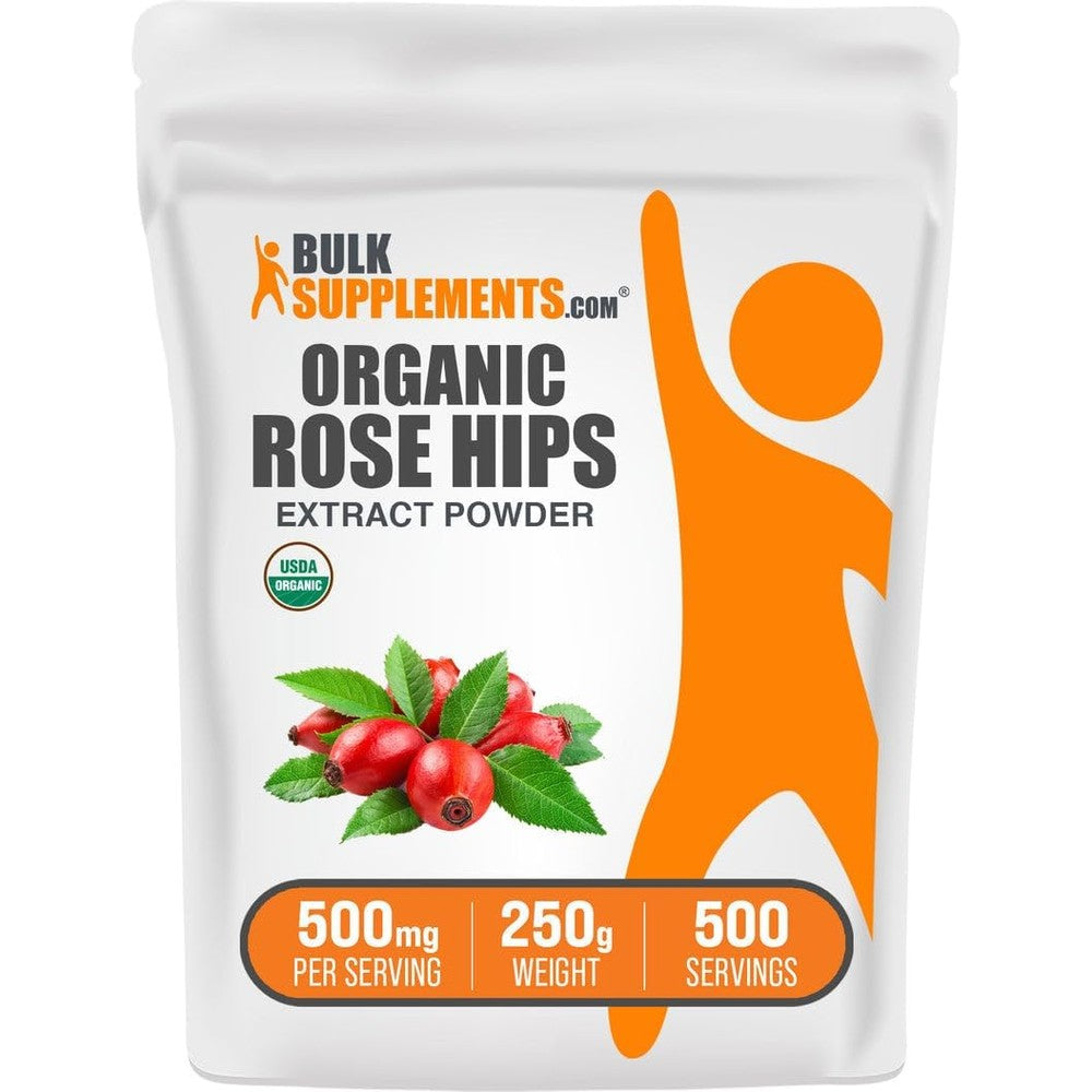 BulkSupplements Organic Rosehip Extract Powder Herbal Antioxidant Supplement Five Hundred Milligrams Per Serving Two Hundred Fifty Grams