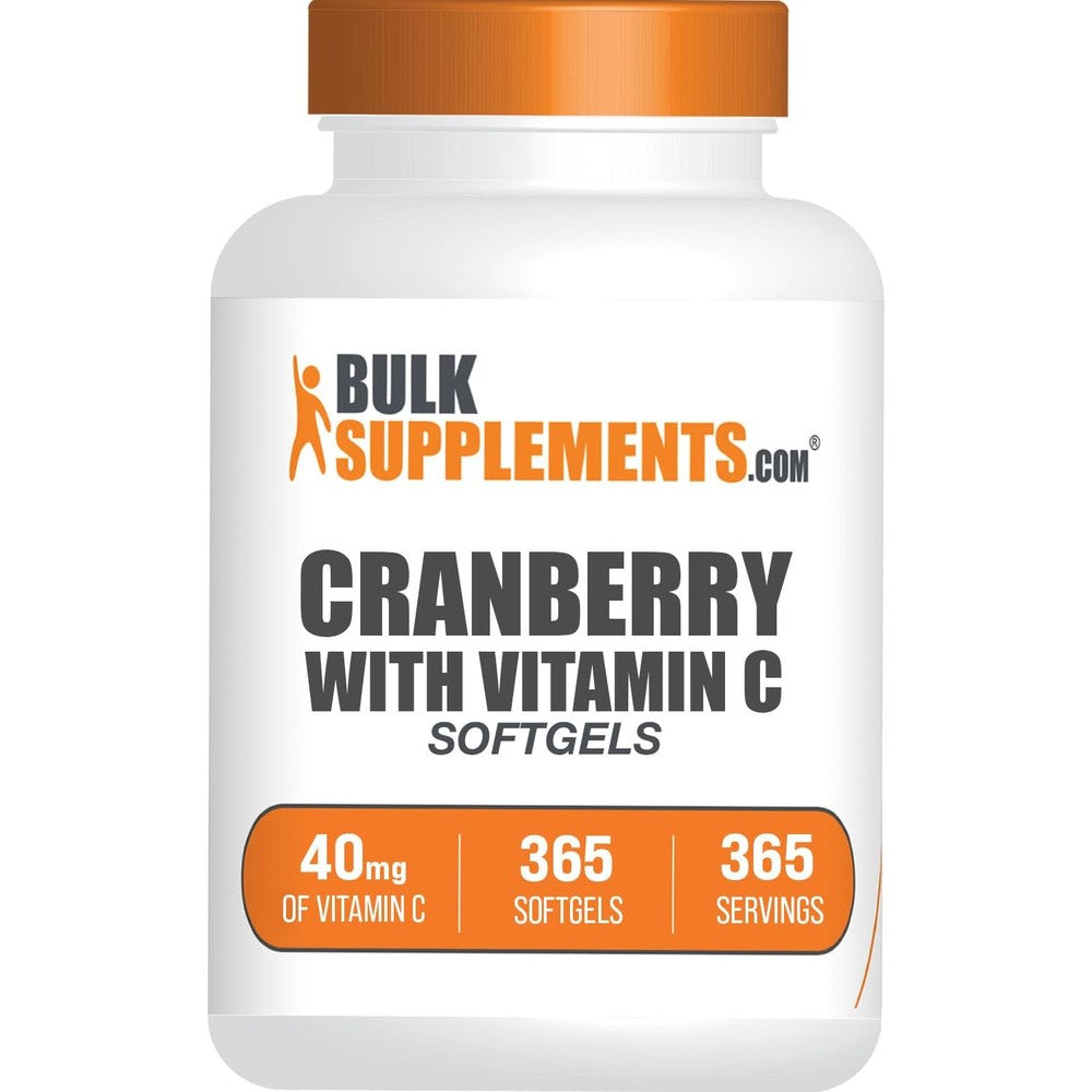 BulkSupplements Cranberry With Vitamin C Softgels Antioxidant Support Supplement 40 Milligrams Vitamin C Per Serving 365 Count