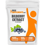 BulkSupplements Bilberry Extract Powder Herbal Supplement Vegan And Gluten Free 500 Milligrams Per Serving 100 Grams Three Point Five Ounce