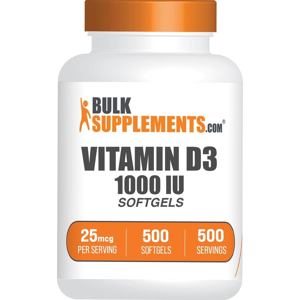 BulkSupplements Vitamin D3 1000 IU Softgels Cholecalciferol Daily Dietary Supplement For Bone Joint And Immune Support 500 Count