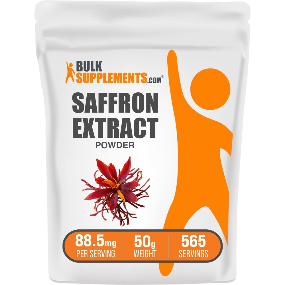 BulkSupplements Saffron Extract Powder 88.5 Milligrams Per Serving 50 Grams Authentic USA Imported Supplement