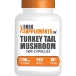 BulkSupplements Turkey Tail Mushroom Extract 1000mg Coriolus Versicolor Immune and Digestive Support Vegan Supplement 360 Veg Capsules