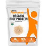 BulkSupplements Organic Rice Protein Powder Vegan Plant Based Protein Unflavored Gluten Free 30 Grams Per Serving 100 Grams Pack Of 1