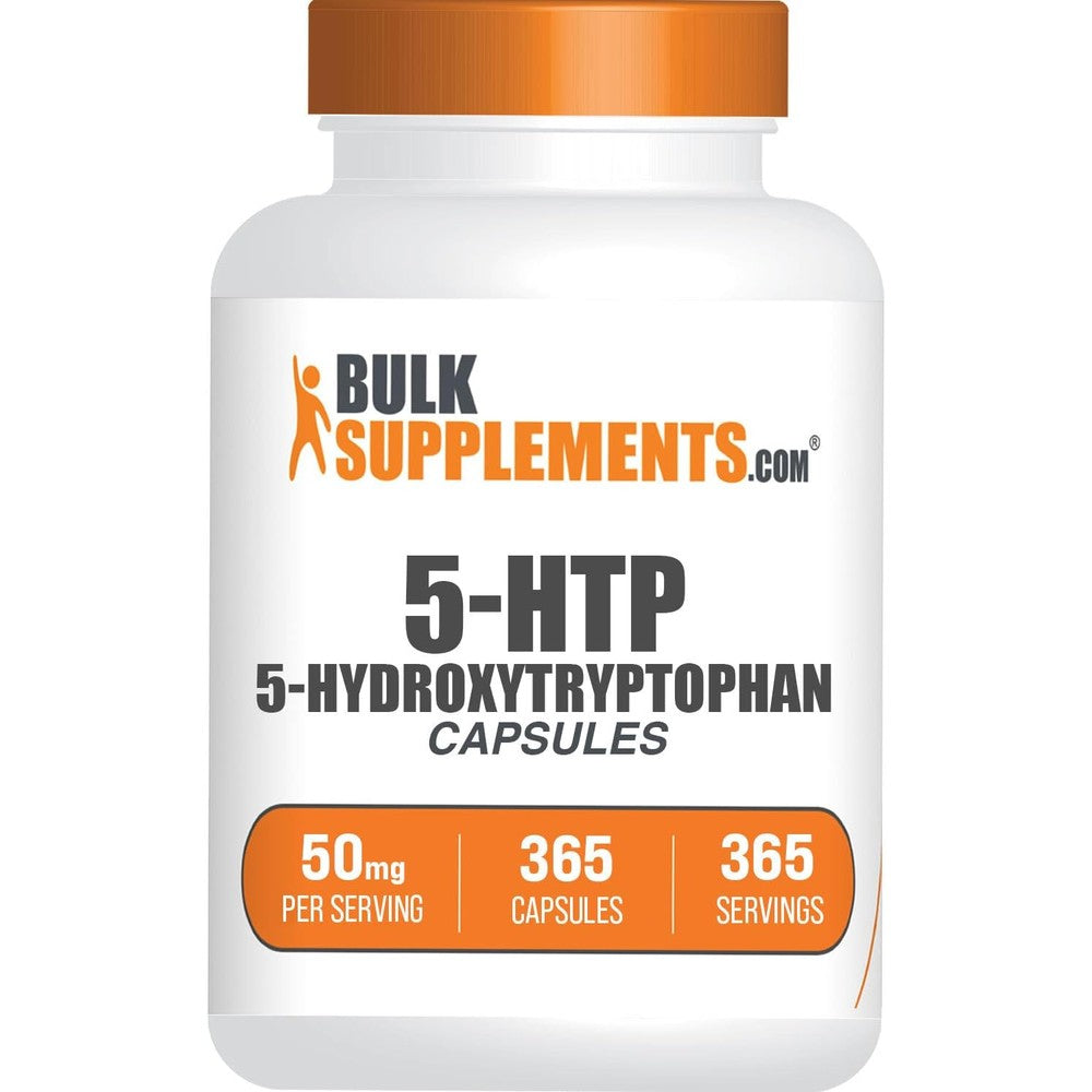 BulkSupplements 5-HTP Capsules 5-Hydroxytryptophan Mood Support Supplement 50 Milligrams 365 Capsules