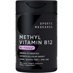 Sports Research Vitamin B12 Methylcobalamin 5000 Micrograms High Potency Vegan Energy Metabolism Support With Coconut MCT Oil 120 Liquid Capsules