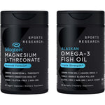 Sports Research Cognitive Health Support Pack With Triple Strength Omega 3 Fish Oil And Magtein Magnesium L Threonate 90 Veggie Capsules And Softgels