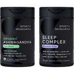 Sports Research Sleep Pack Organic Ashwagandha 600 Milligrams And Melatonin Free Sleep Complex Botanical Blend For Relaxation 60 Veggie Capsules