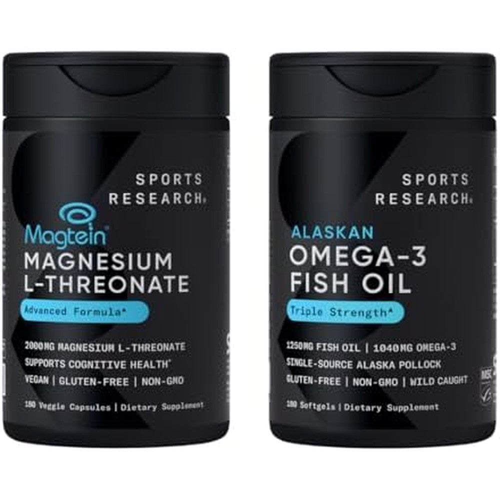 Sports Research Cognitive Health Support Mega Pack With Triple Strength Omega 3 Fish Oil And Magtein Magnesium L Threonate 180 Count