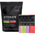 Sports Research Hydrate Electrolytes Powder Packets Sugar Free With Coconut Water Variety Pack 32 Packets