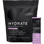 Sports Research Hydrate Electrolytes Powder Packets Sugar Free With Vitamins Minerals And Coconut Water Passion Fruit Sixteen Packets