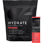 Sports Research Hydrate Electrolytes Powder Packets Sugar Free With Vitamins Minerals And Coconut Water Cherry Pomegranate 16 Packets