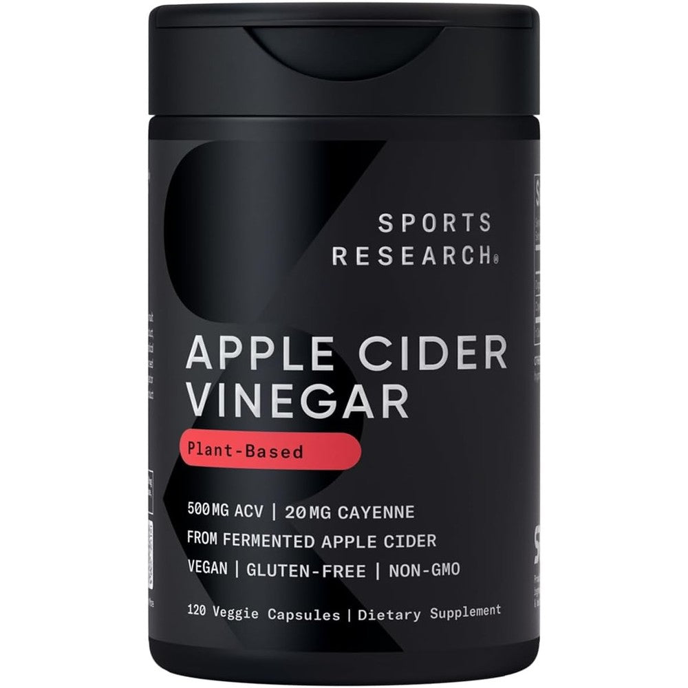 Sports Research Apple Cider Vinegar With Cayenne Pepper Organic Fermented Formula For Digestion Cleanse 120 Veggie Capsules