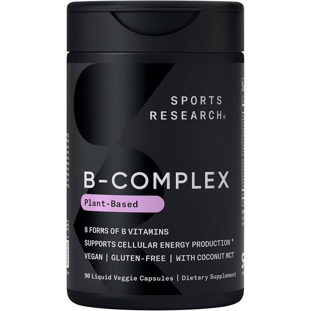 Sports Research Vitamin B-Complex Full Spectrum Of Essential B Vitamins With Methylated Folate And Vitamin B12 90 Liquid Veggie Capsules